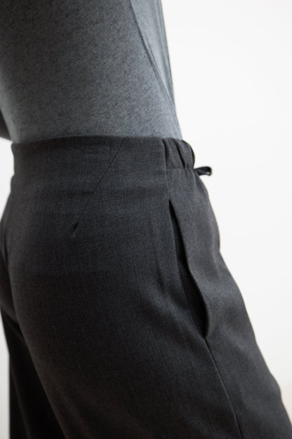 Neve Drawstring Trousers | Dark Grey Melange