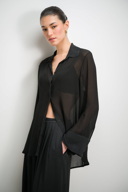 Francesca Sheer Shirt | Black