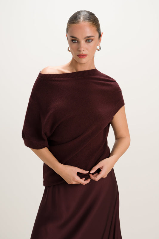 Vivienne Asymmetric Knit | Plum