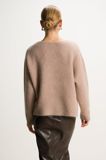 Vera V Neck Sweater | Toffee | Alpaca Blend