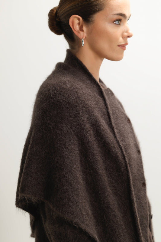Evie Triangle Maxi Scarf | Espresso Brown | Alpaca-Wool Blend
