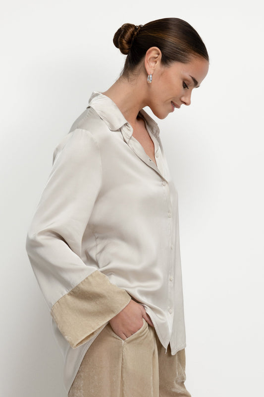 Caroline Velvet Cuff Shirt | Honey