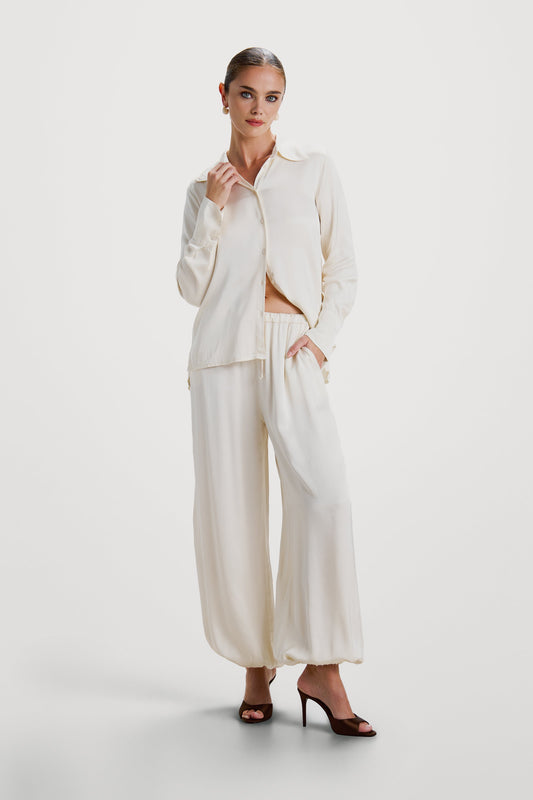 Belle Balloon Satin Trousers | Ivory