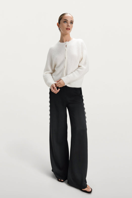 Sofia Lace Satin Trousers | Black