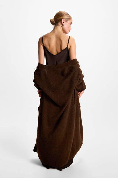 Sofia Lace Satin Trousers | Espresso Brown