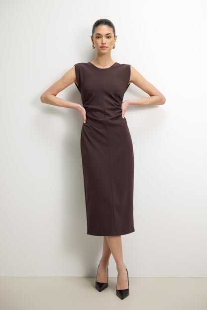 Neve Ruched Dress | Espresso Brown