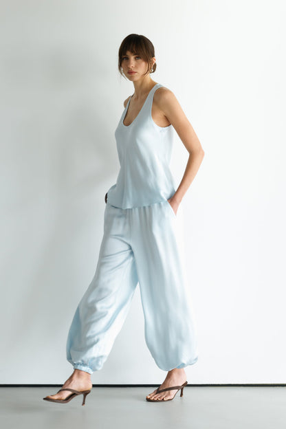 Belle Balloon Satin Trousers | Glacier