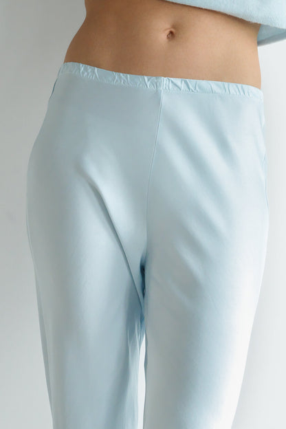 Genet Elastic Waist Bias Satin Trousers | Glacier