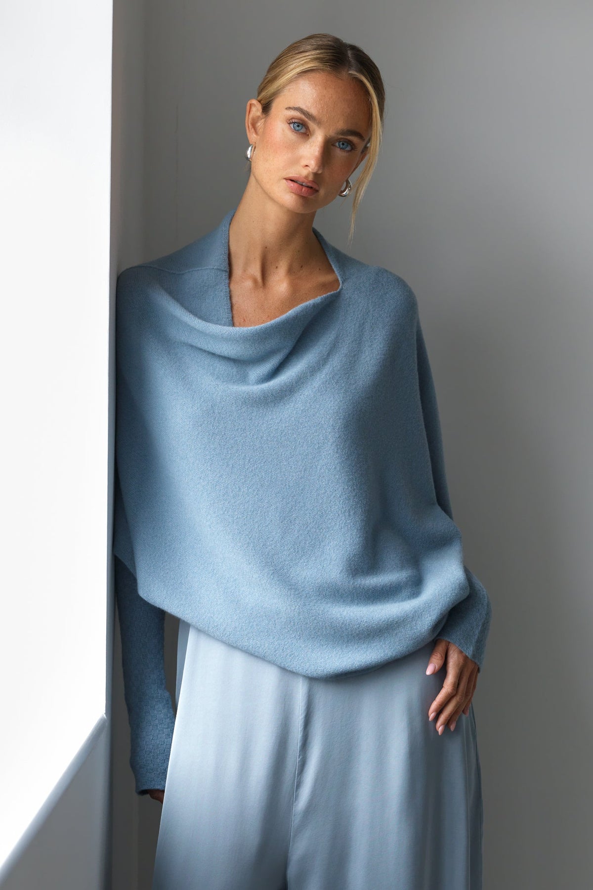 Asymmetric Draped | Dusty Blue | Seamless Knit