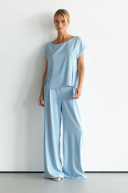 Blanchett Button Top | Dusty Blue