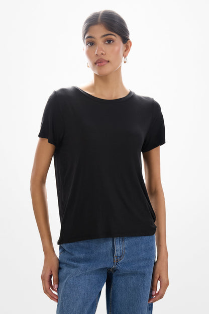 Aire Featherweight Tee | Black | Modal-Silk
