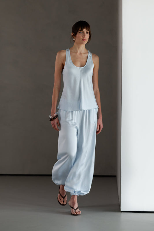 Belle Balloon Satin Trousers | Glacier