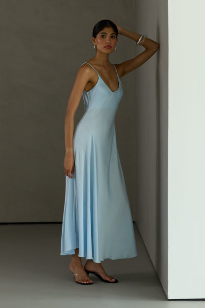 Anne Satin Slip Dress | Glacier