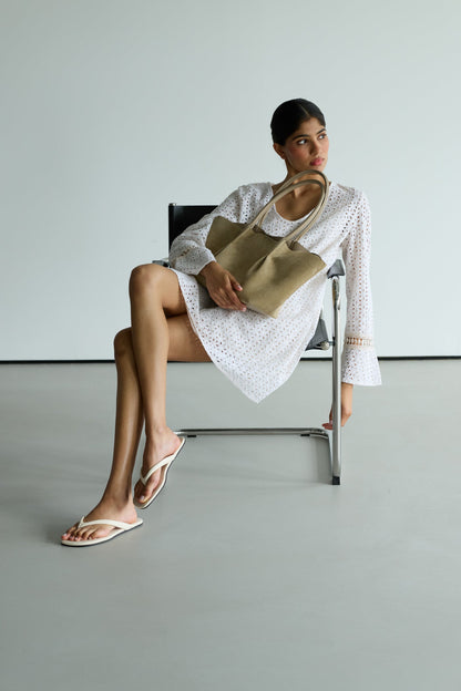 Kiara Long Sleeve Cotton Dress | Ivory