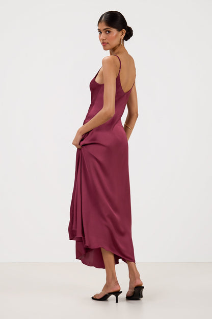 Anne Satin Slip Dress | Damson