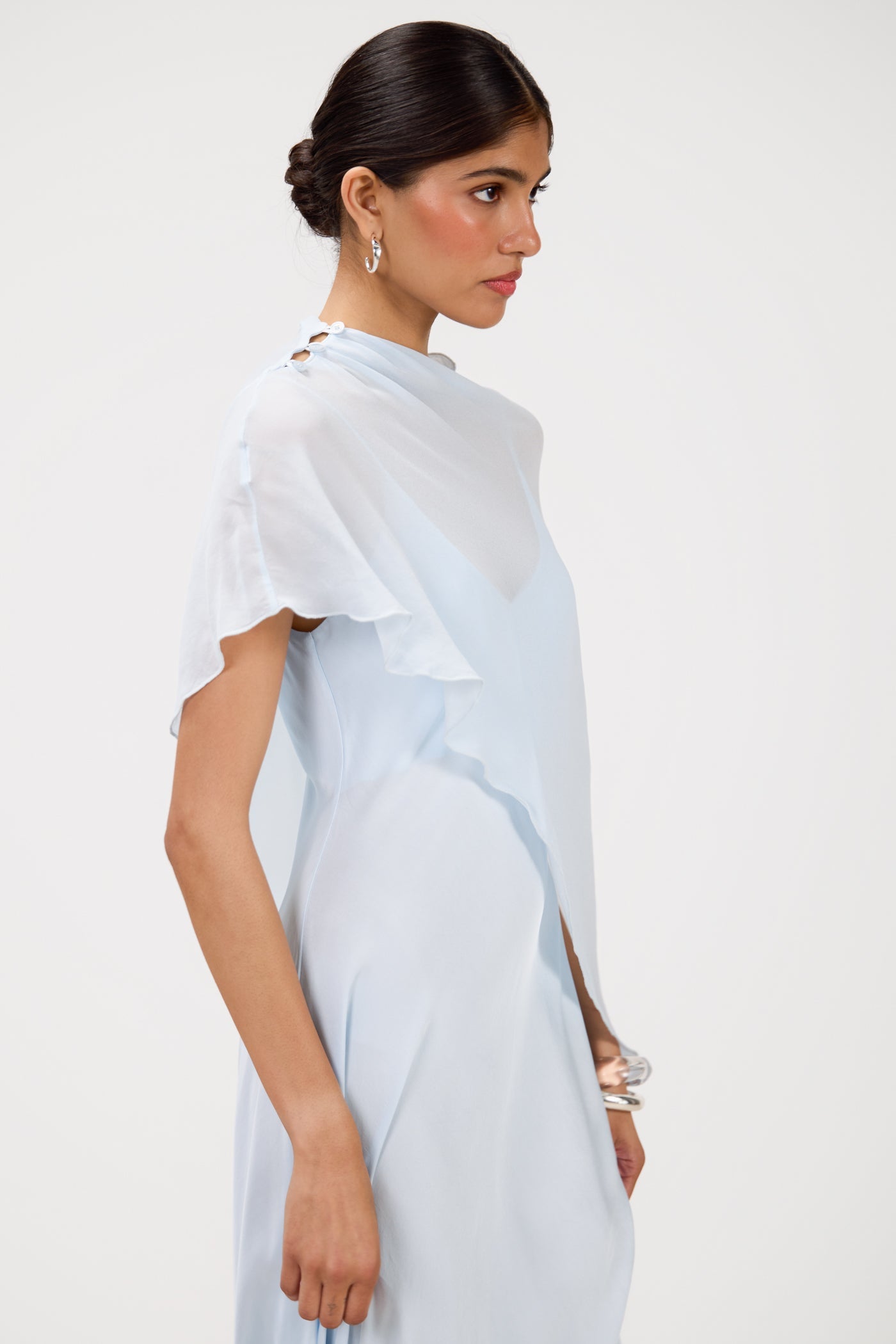 Lumi Asymmetric Poncho | Glacier