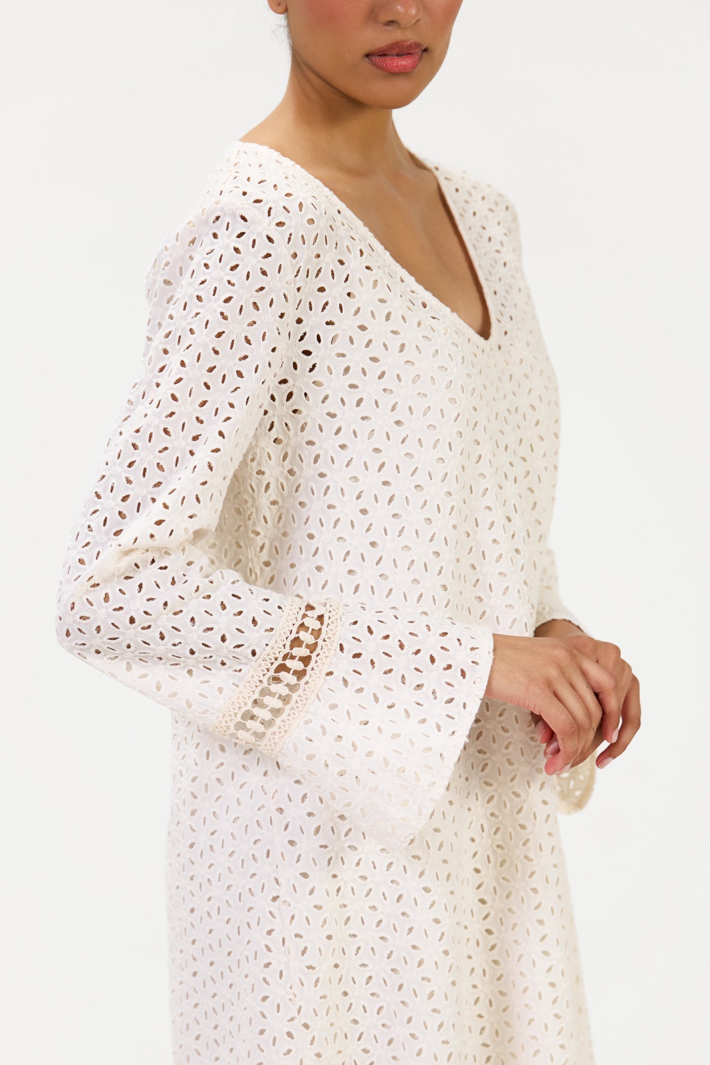 Kiara Long Sleeve Cotton Dress | Ivory