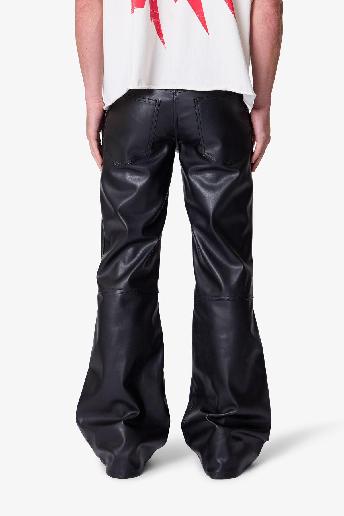 Leather Flare Pants - Black