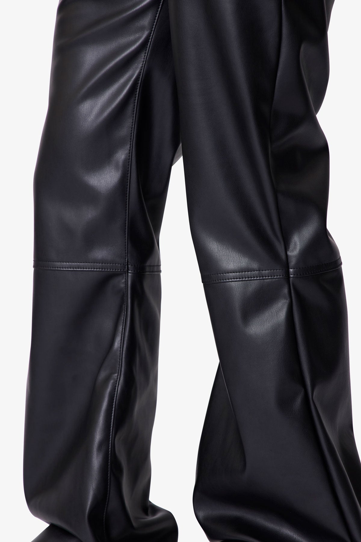 Leather Flare Pants - Black