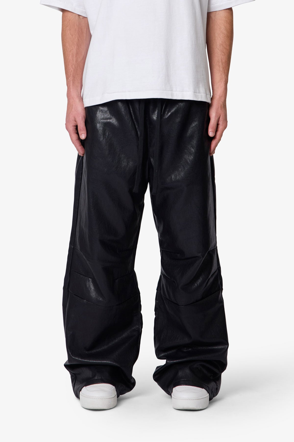 Leather Ultra Baggy Sweatpants - Black