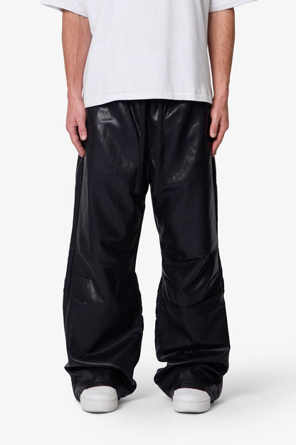 Leather Ultra Baggy Sweatpants - Black