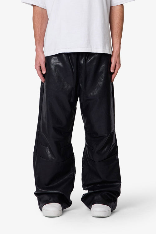 Leather Ultra Baggy Sweatpants - Black