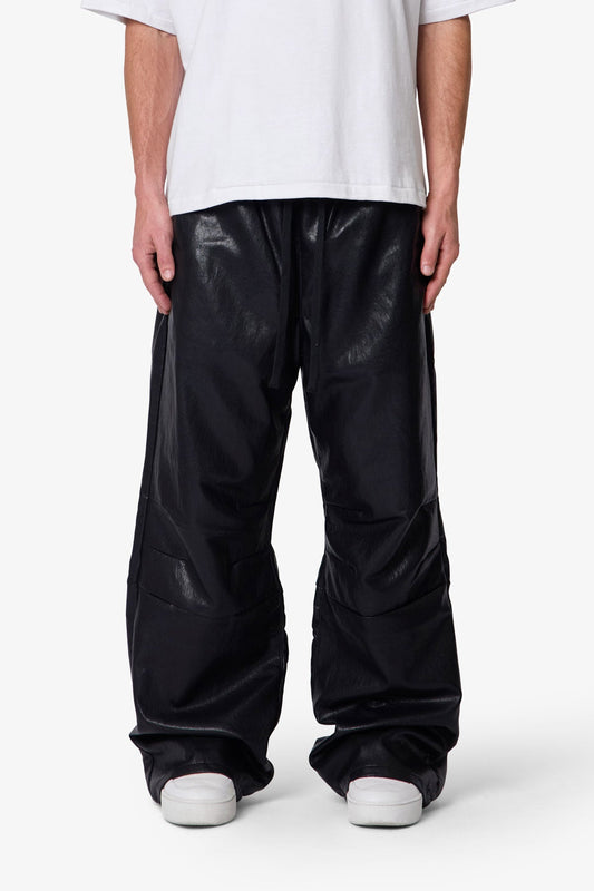 Leather Ultra Baggy Sweatpants - Black