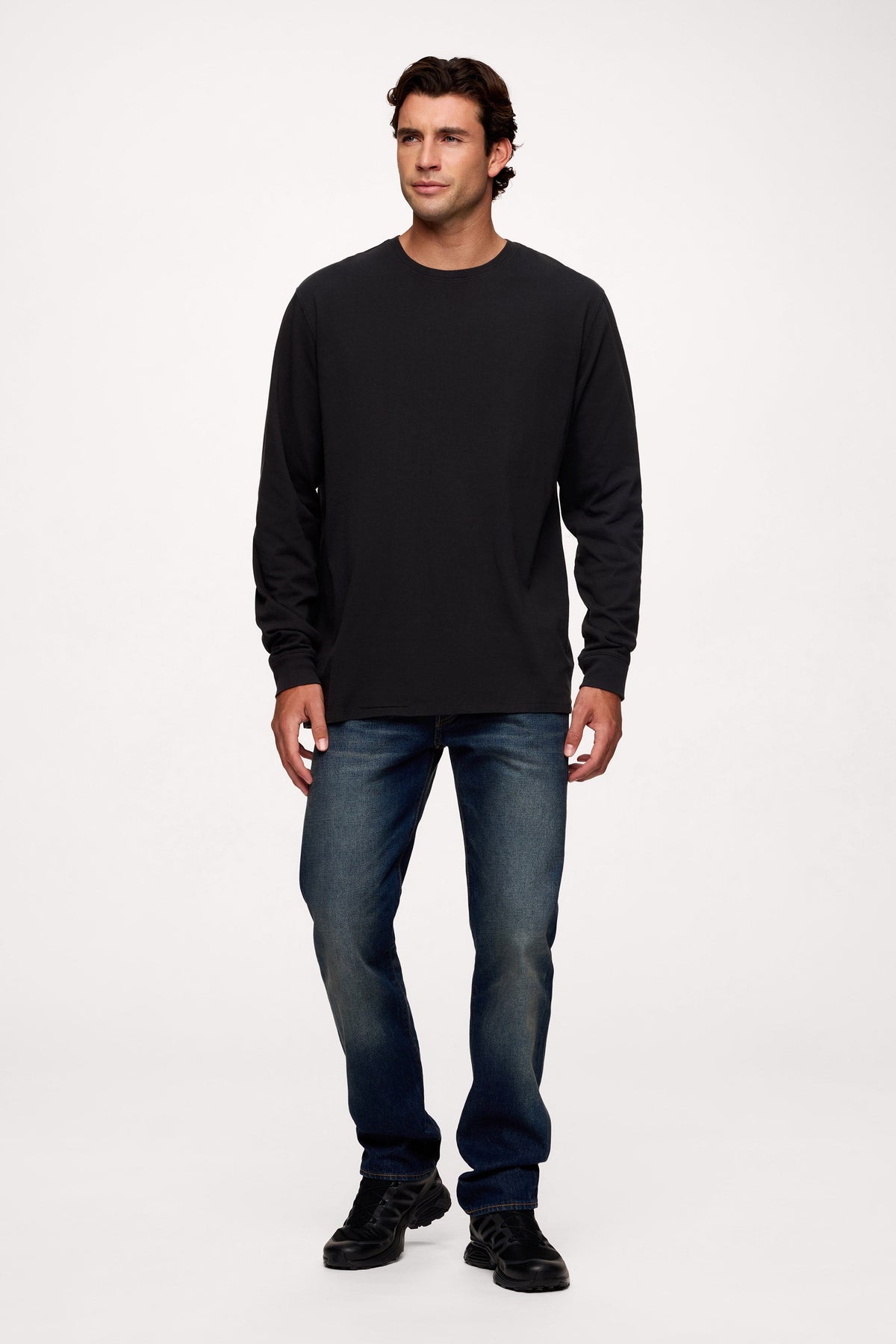 Vintage Cotton Men's Long Sleeve Everyday T-Shirt | Black