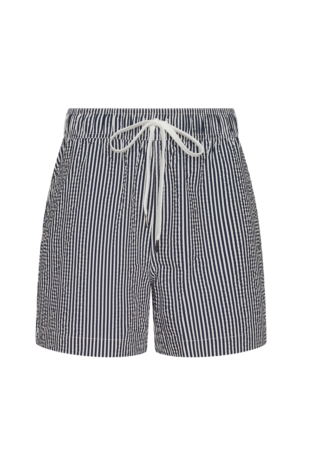 Seersucker Swim Trunk | Dark Navy Stripe