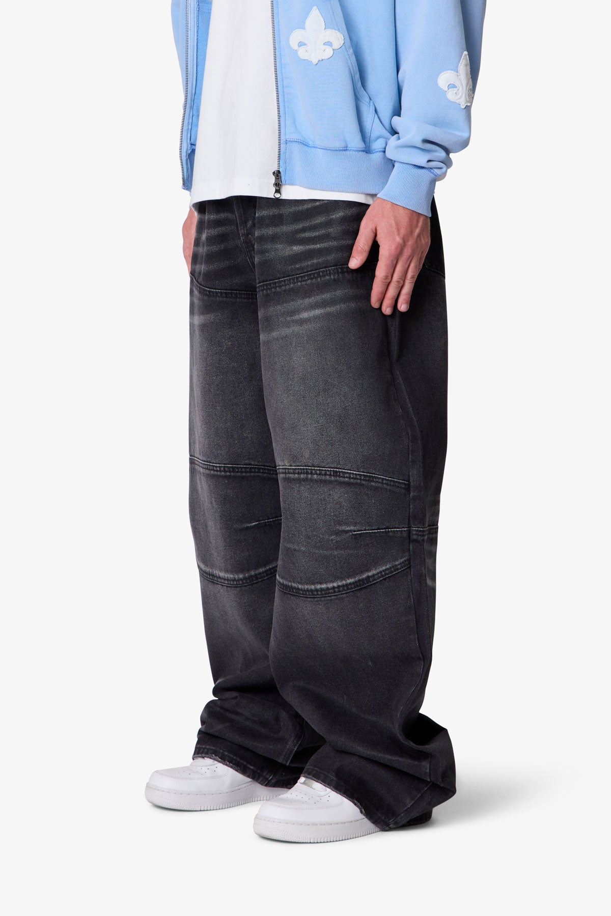 Mega Baggy Moto Denim - Waxed Black