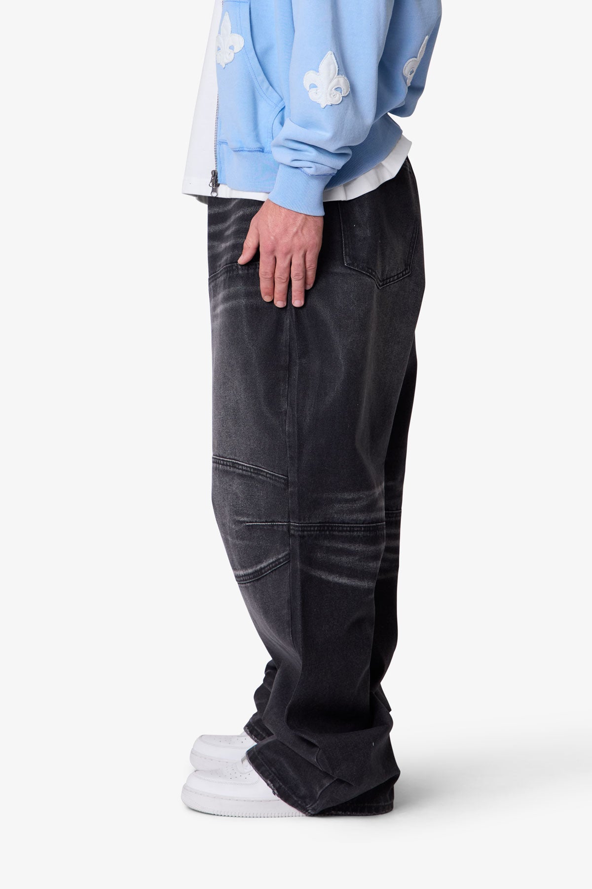 Mega Baggy Moto Denim - Waxed Black
