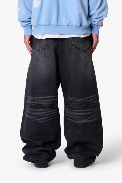 Mega Baggy Moto Denim - Waxed Black