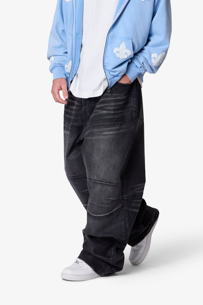 Mega Baggy Moto Denim - Waxed Black