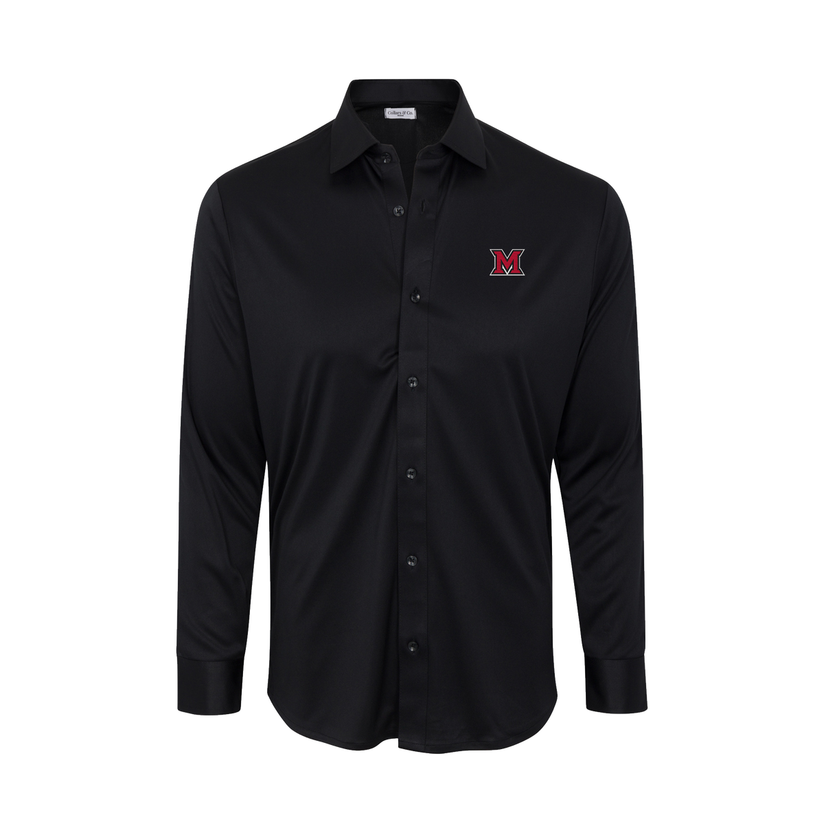 Miami Ohio Quattro Flex Dress Shirt with Semi-Spread Collar Black