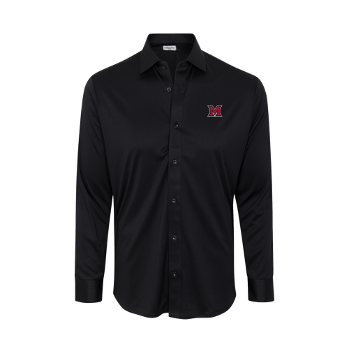 Miami Ohio Quattro Flex Dress Shirt with Semi-Spread Collar Black