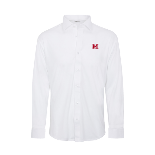 Miami Ohio Quattro Flex Dress Shirt with Semi-Spread Collar White