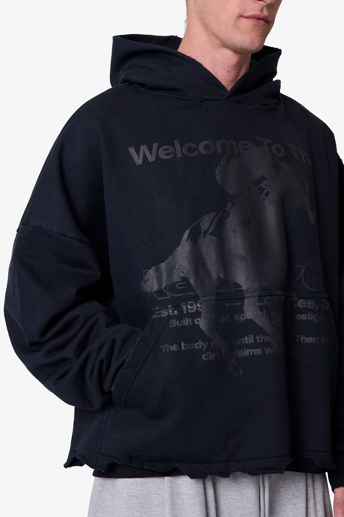 Moth Eaten Hoodie - Black