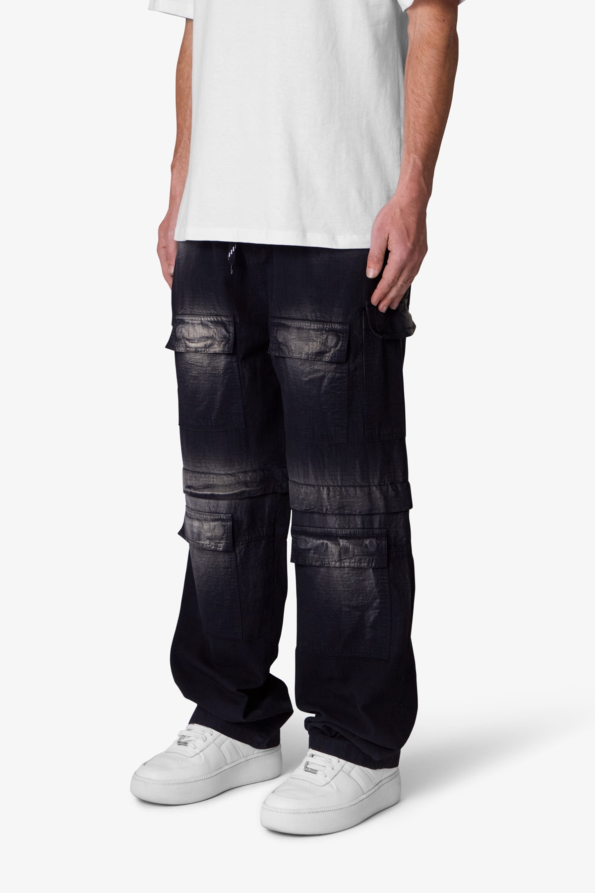 Oversized Cargo Pants - Washed Black