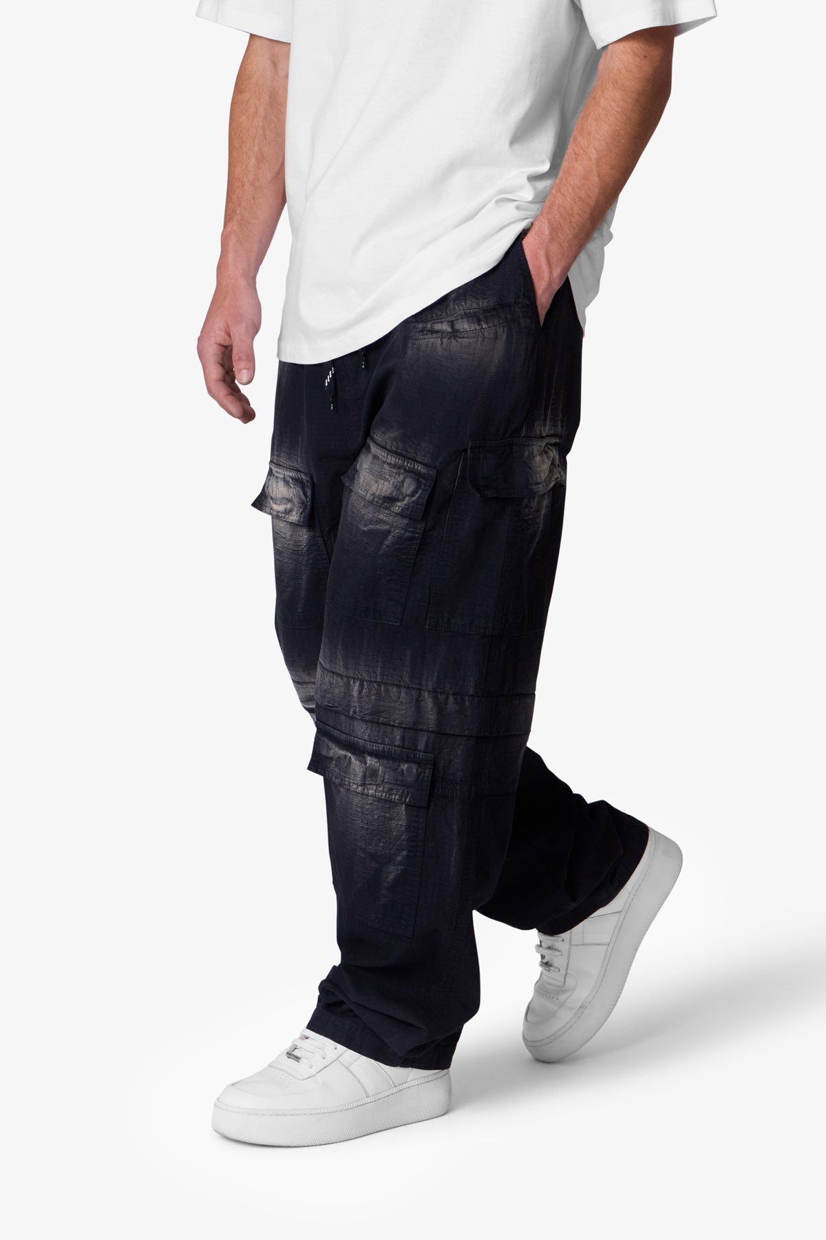 Oversized Cargo Pants - Washed Black