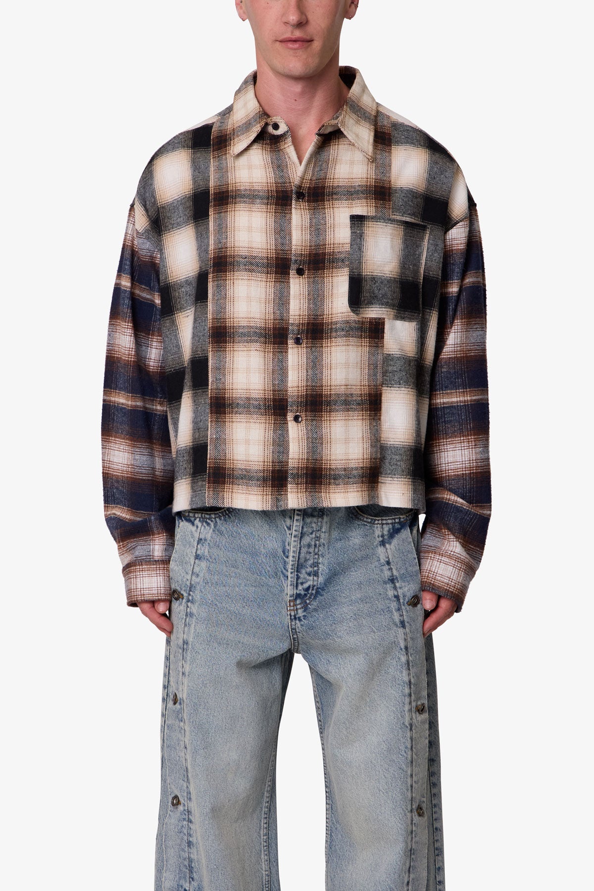 Paneled Flannel Shirt - Multi