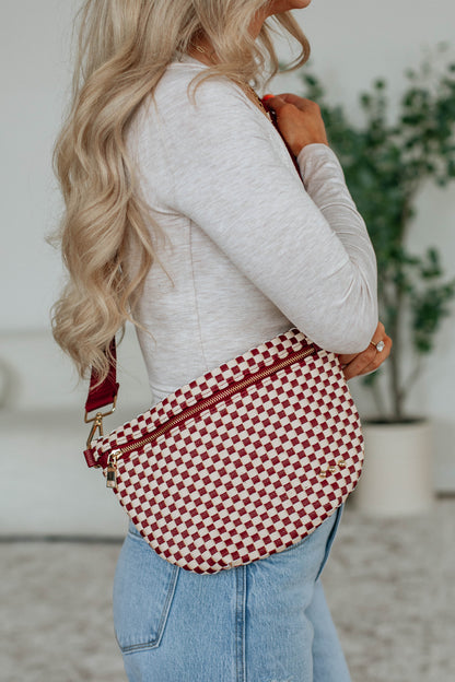 Patsy Checkered Bum Bag - Wine