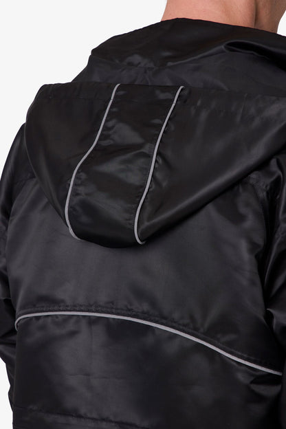 Reflective Piped Parka Jacket - Black