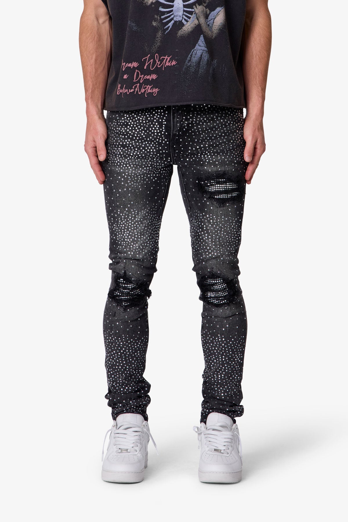 Skinny Rhinestone Denim - Vintage Black
