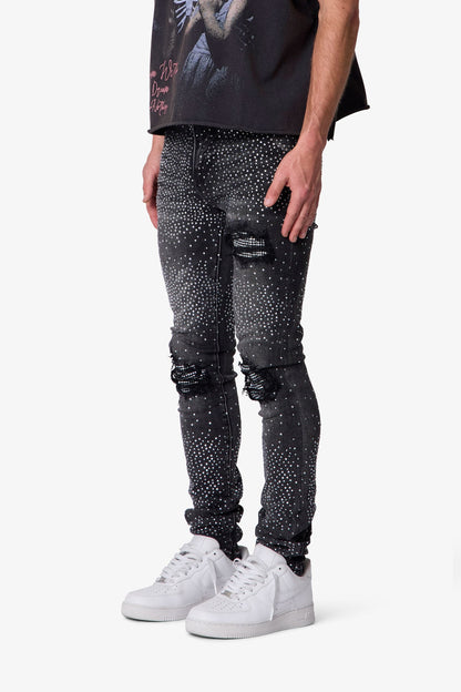 Skinny Rhinestone Denim - Vintage Black