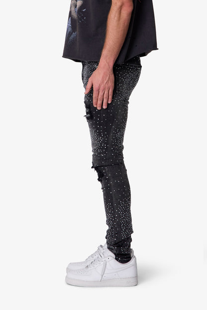 Skinny Rhinestone Denim - Vintage Black