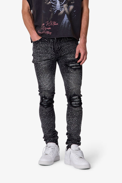 Skinny Rhinestone Denim - Vintage Black