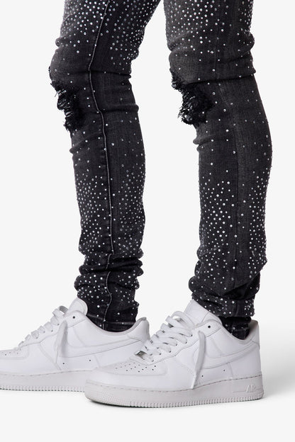 Skinny Rhinestone Denim - Vintage Black