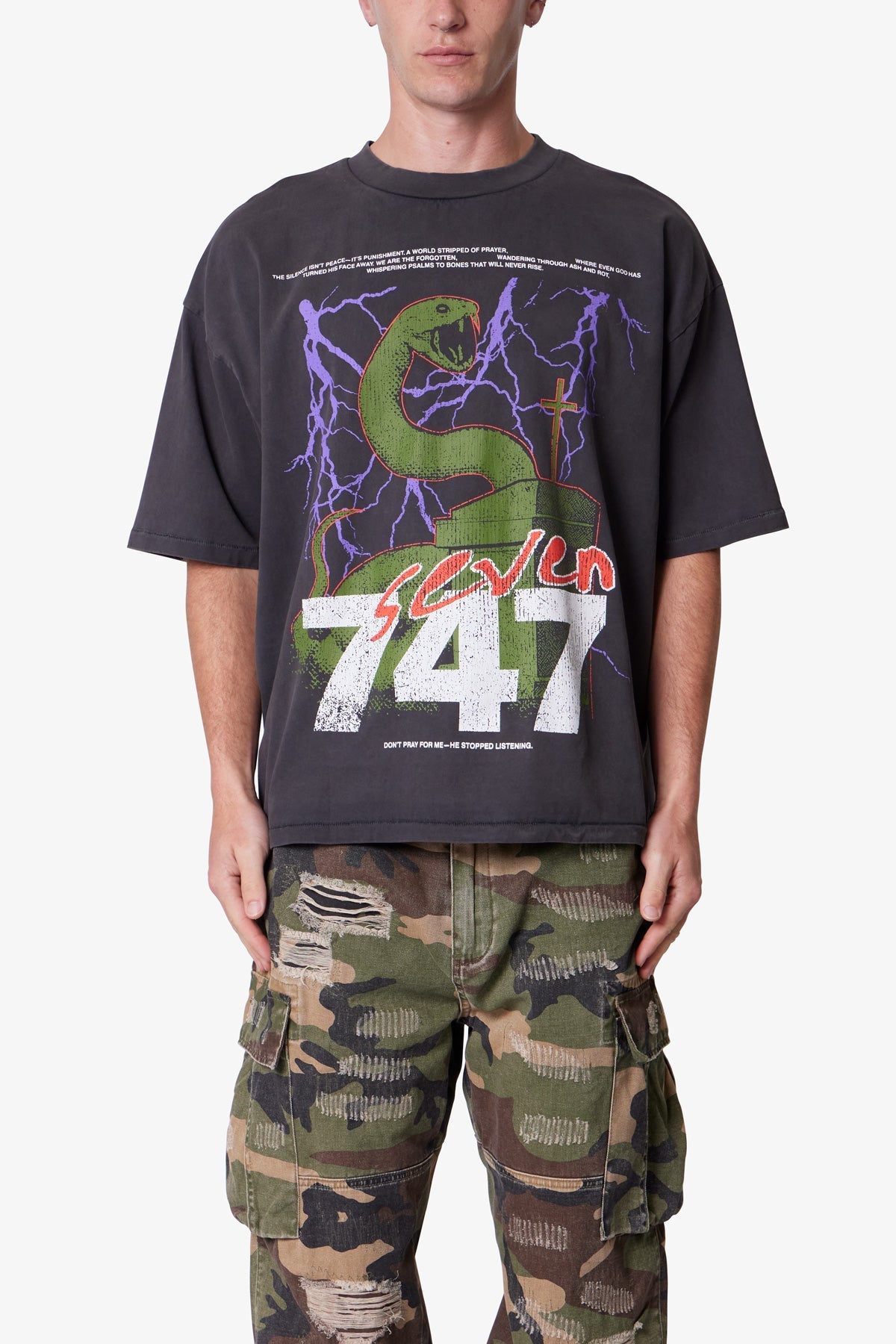 Snake 994 Printed Tee - Washed Black