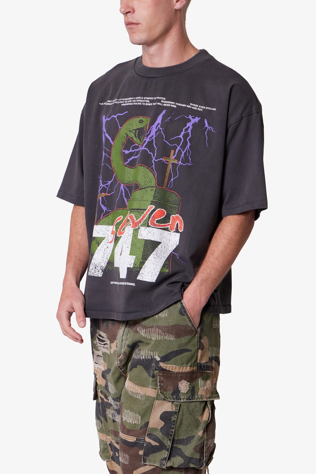 Snake 994 Printed Tee - Washed Black