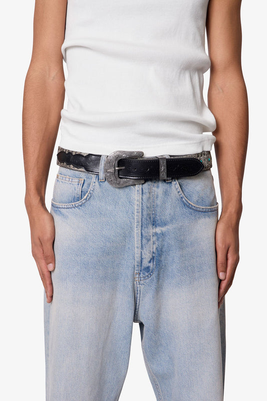 Turquoise Studded Belt - Black
